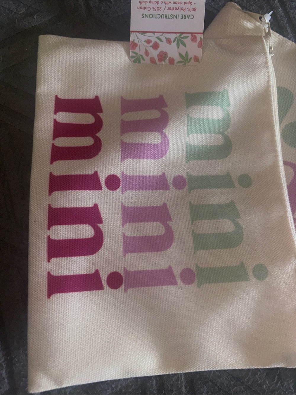 Canvas Pouches in Cream with Pink & Mint Text mama and mini bags - Picture 3 of 7